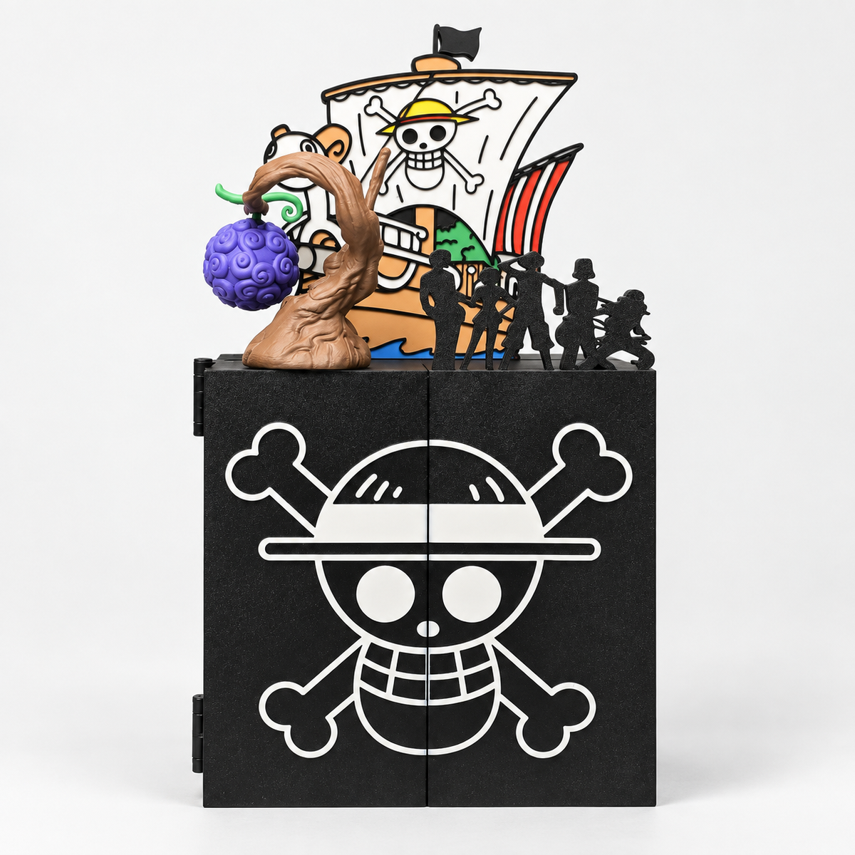 Espositore One Piece chiuso con simbolo della ciurma e decorazioni superiori
