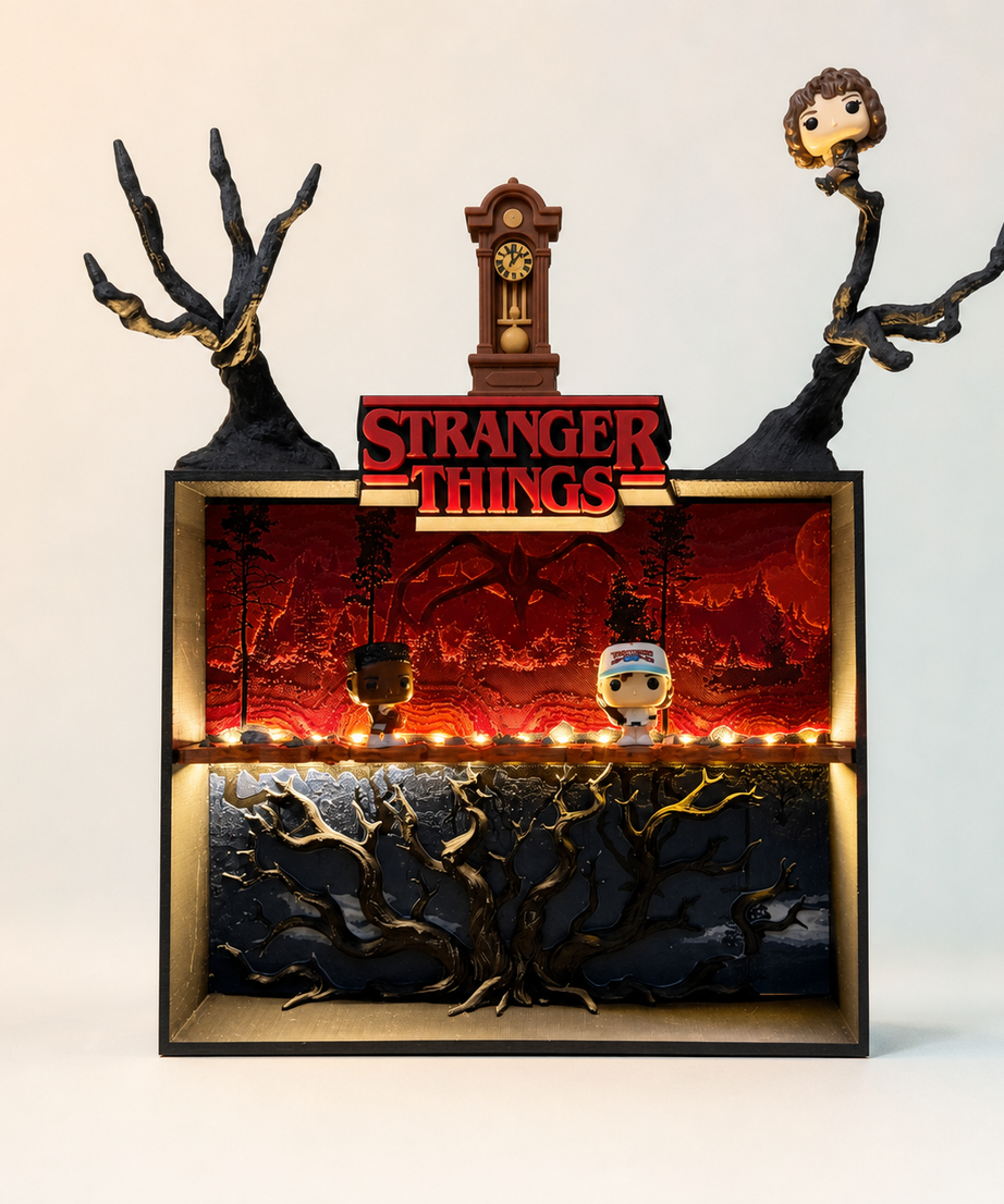 Espositore Stranger Things Mind Flayer – vista completa su fondo Carta